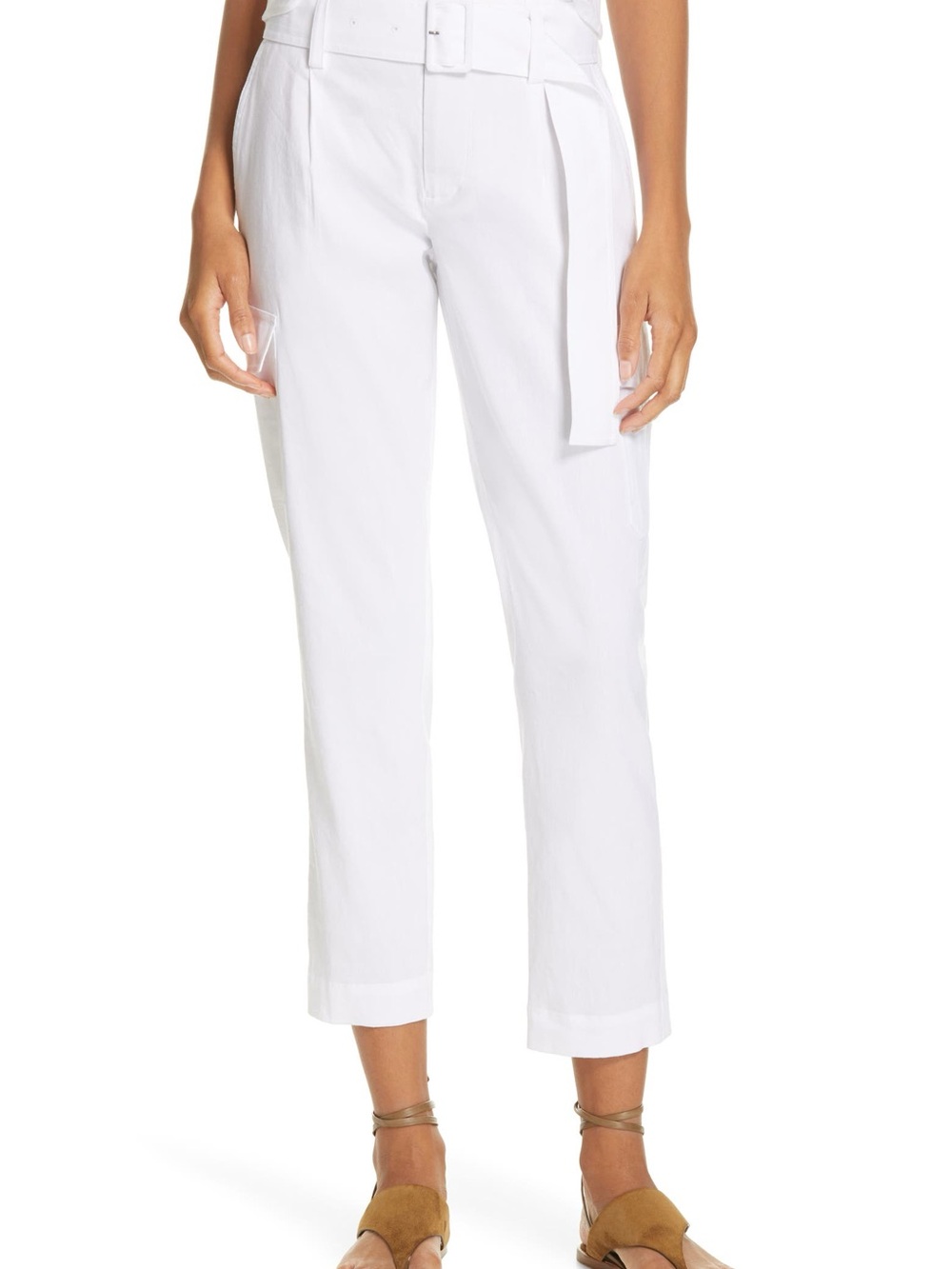 Vince Belted Linen Blend Pants